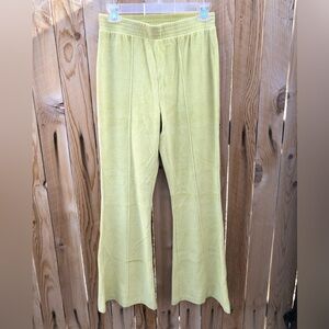 Aerie Women Corduroy Pants Bell Flared Legs Yellow Lime Green Size S Regular